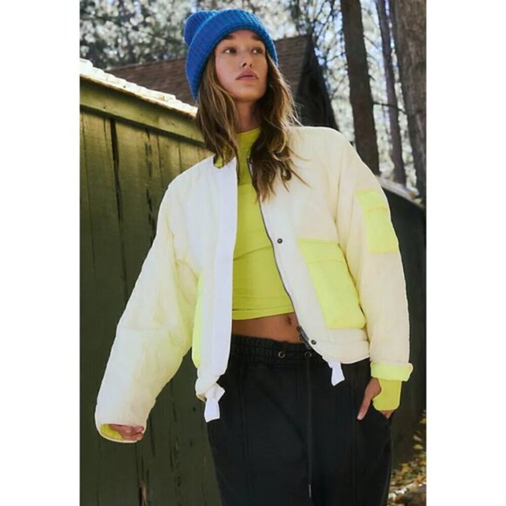 FREE PEOPLE Outta Left Field Jacket in Neon Green Size Small